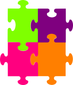cztery kolorowe puzzle